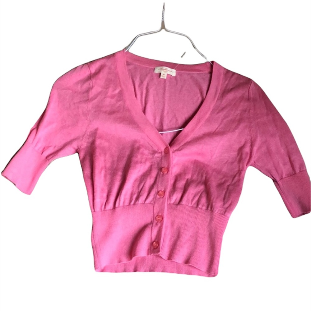 Pink cropped cardigan sweater
